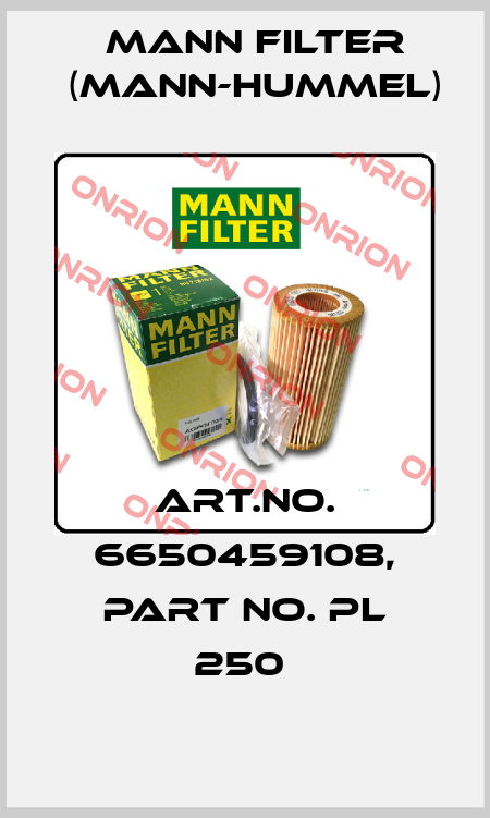 Art.No. 6650459108, Part No. PL 250  Mann Filter (Mann-Hummel)