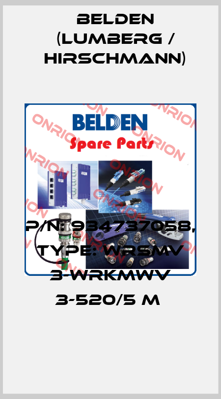 P/N: 934737058, Type: WRSMV 3-WRKMWV 3-520/5 M  Belden (Lumberg / Hirschmann)