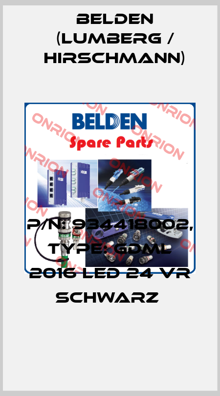 P/N: 934418002, Type: GDML 2016 LED 24 VR schwarz  Belden (Lumberg / Hirschmann)