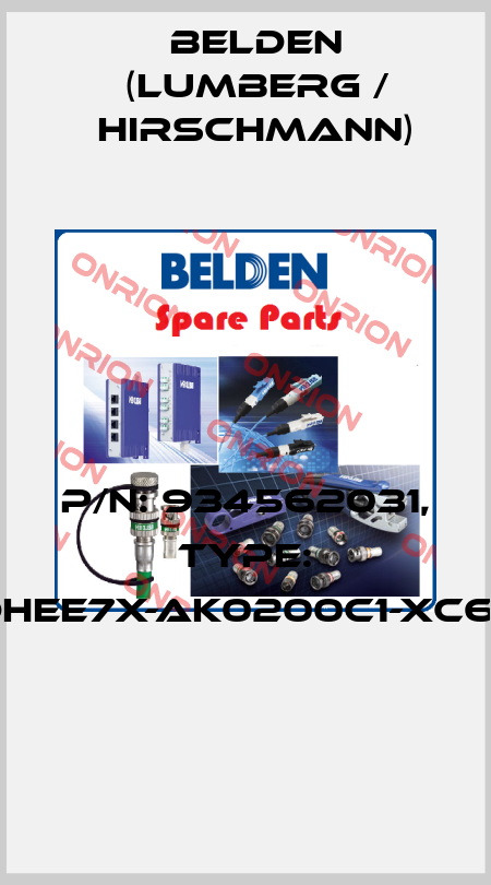 P/N: 934562031, Type: GAN-DHEE7X-AK0200C1-XC607-AD  Belden (Lumberg / Hirschmann)