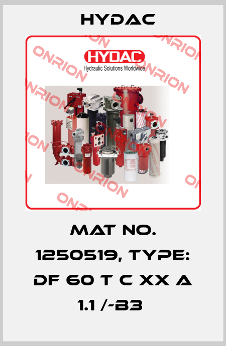 Mat No. 1250519, Type: DF 60 T C XX A 1.1 /-B3  Hydac