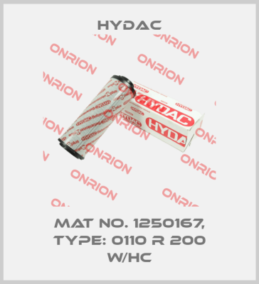 Mat No. 1250167, Type: 0110 R 200 W/HC Hydac