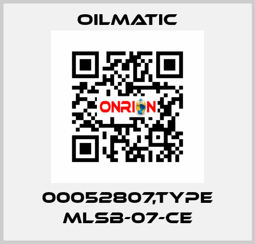 00052807,TYPE MLSB-07-CE OILMATIC