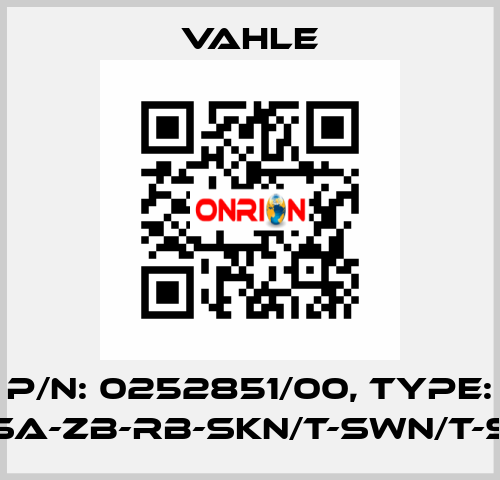 P/n: 0252851/00, Type: SA-ZB-RB-SKN/T-SWN/T-S Vahle