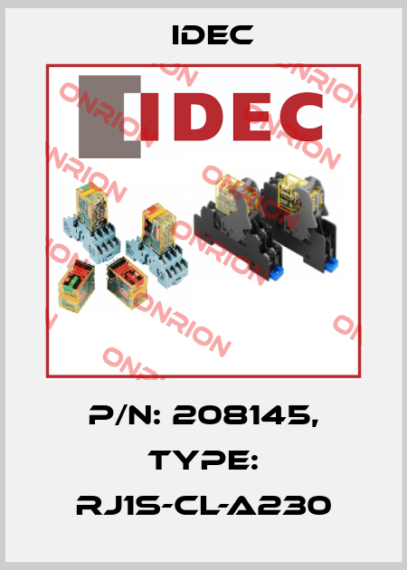 P/N: 208145, Type: RJ1S-CL-A230 Idec