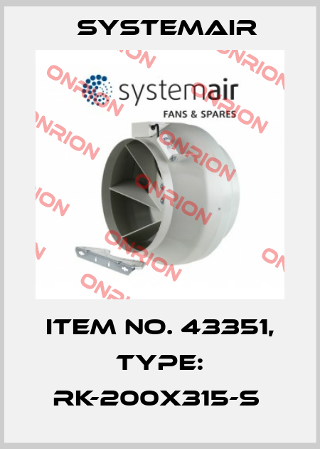 Item No. 43351, Type: RK-200x315-S  Systemair