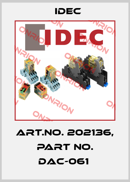 Art.No. 202136, Part No. DAC-061  Idec