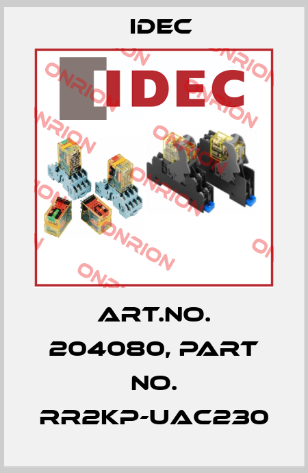 Art.No. 204080, Part No. RR2KP-UAC230 Idec