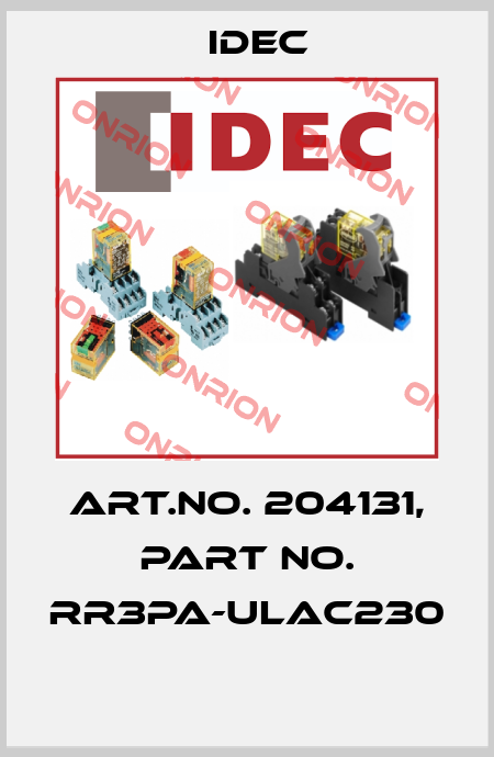 Art.No. 204131, Part No. RR3PA-ULAC230  Idec