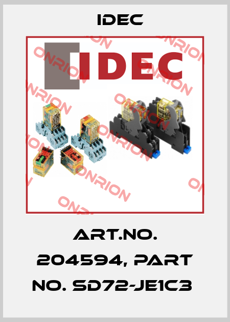 Art.No. 204594, Part No. SD72-JE1C3  Idec