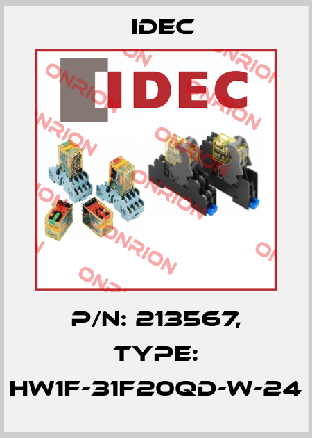P/N: 213567, Type: HW1F-31F20QD-W-24 Idec