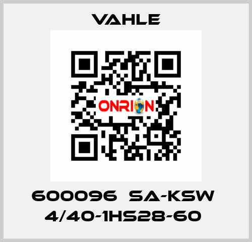 600096  SA-KSW  4/40-1HS28-60  Vahle