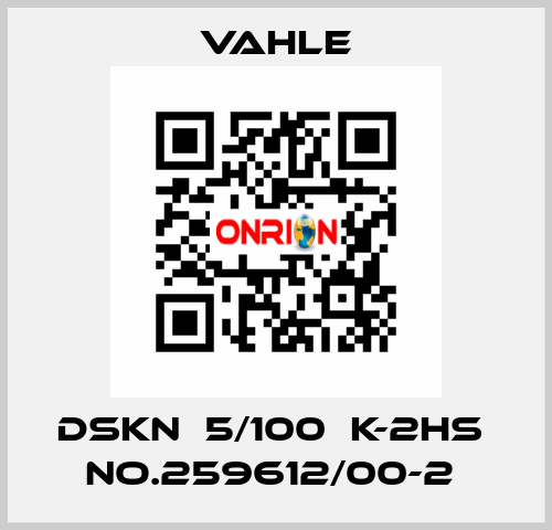 DSKN  5/100  K-2HS  NO.259612/00-2  Vahle