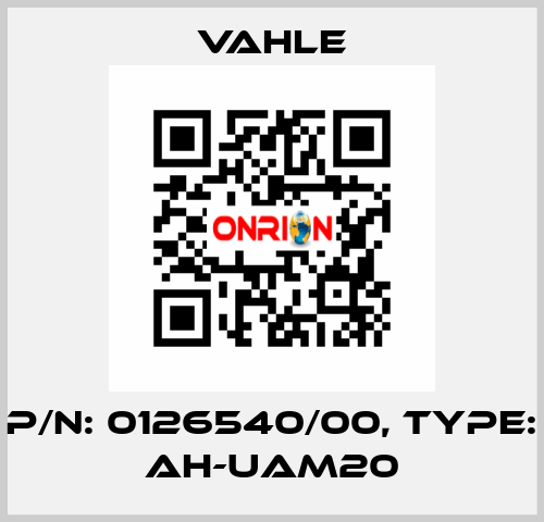 P/n: 0126540/00, Type: AH-UAM20 Vahle