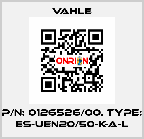 P/n: 0126526/00, Type: ES-UEN20/50-K-A-L Vahle