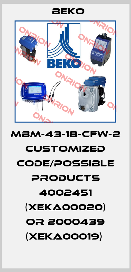 MBM-43-18-CFW-2 customized code/possible products 4002451 (XEKA00020) or 2000439 (XEKA00019)  Beko