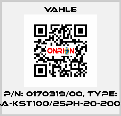 P/n: 0170319/00, Type: SA-KST100/25PH-20-2000 Vahle