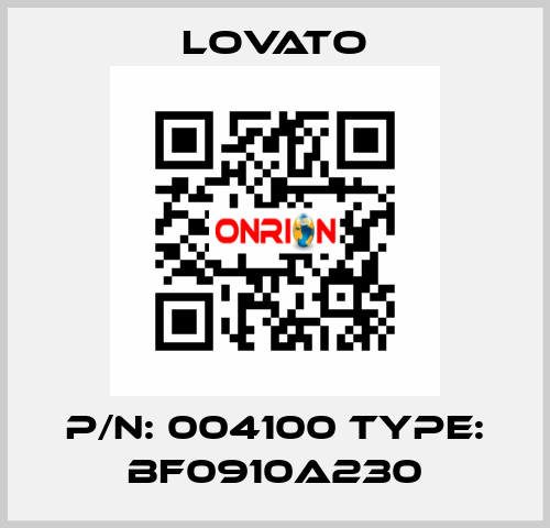 P/N: 004100 Type: BF0910A230 Lovato