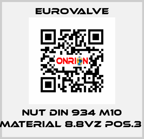 NUT DIN 934 M10 MATERIAL 8.8VZ POS.3  Eurovalve