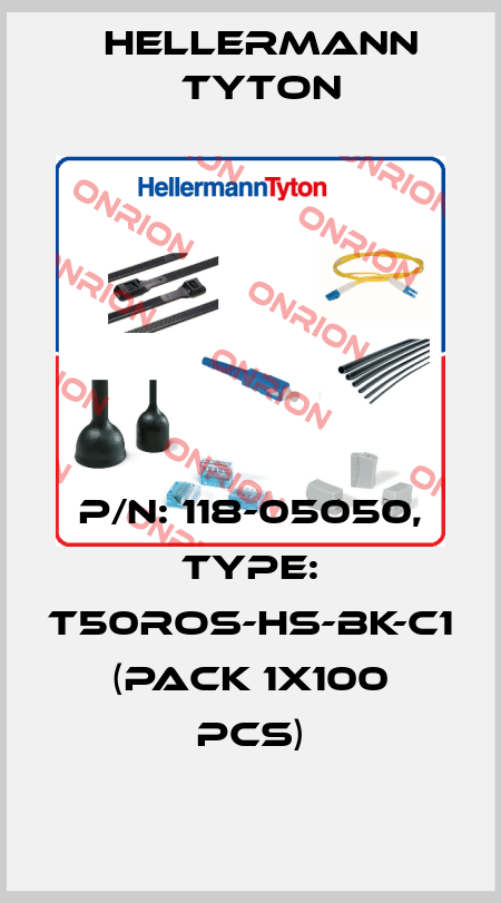 P/N: 118-05050, Type: T50ROS-HS-BK-C1 (pack 1x100 pcs) Hellermann Tyton