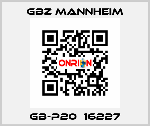 GB-P20  16227 GBZ MANNHEIM