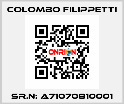 Sr.N: A71070810001 Colombo Filippetti