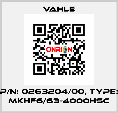 P/n: 0263204/00, Type: MKHF6/63-4000HSC Vahle