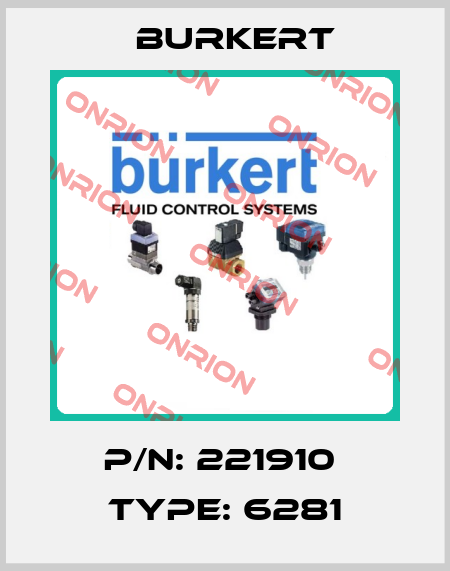 P/N: 221910  Type: 6281 Burkert