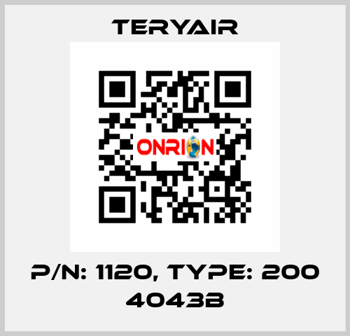 P/N: 1120, Type: 200 4043B TERYAIR