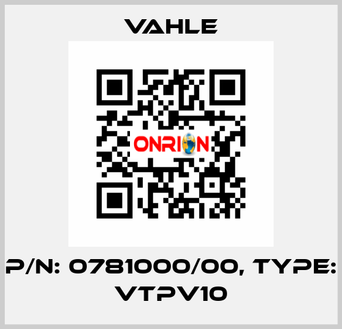 P/n: 0781000/00, Type: VTPV10 Vahle