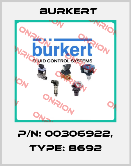 p/n: 00306922, Type: 8692 Burkert