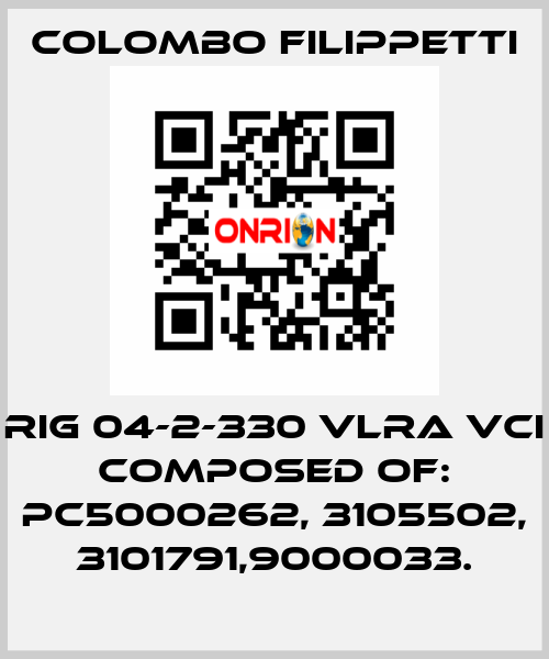 RIG 04-2-330 VLRA VCI composed of: PC5000262, 3105502, 3101791,9000033. Colombo Filippetti