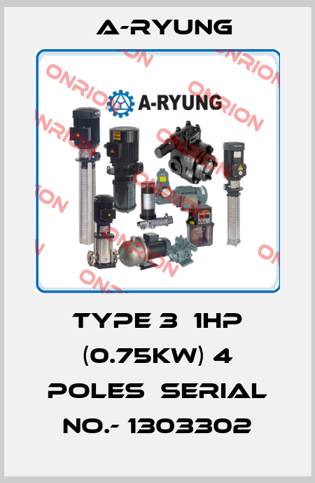 Type 3  1HP (0.75kW) 4 poles  Serial No.- 1303302 A-Ryung