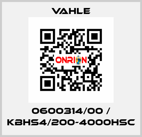 0600314/00 / KBHS4/200-4000HSC Vahle