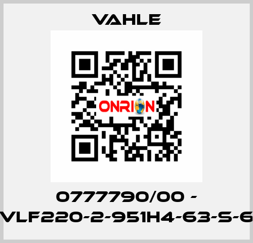 0777790/00 - VLF220-2-951H4-63-S-6 Vahle