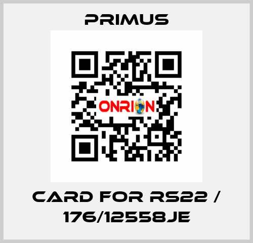 card for RS22 / 176/12558JE Primus