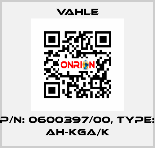 P/n: 0600397/00, Type: AH-KGA/K Vahle