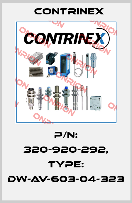 p/n: 320-920-292, Type: DW-AV-603-04-323 Contrinex