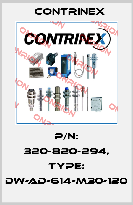 p/n: 320-820-294, Type: DW-AD-614-M30-120 Contrinex