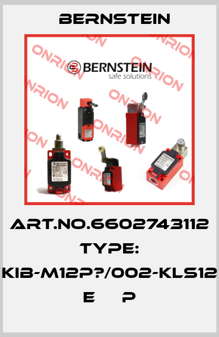 Art.No.6602743112 Type: KIB-M12P?/002-KLS12    E     P Bernstein