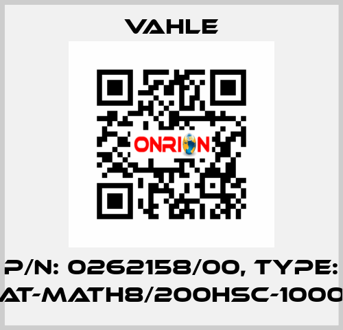 P/n: 0262158/00, Type: AT-MATH8/200HSC-1000 Vahle