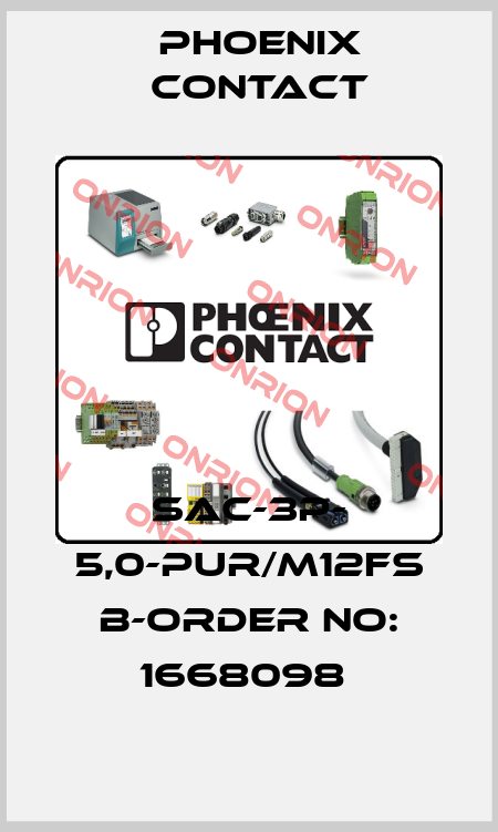 SAC-3P- 5,0-PUR/M12FS B-ORDER NO: 1668098  Phoenix Contact