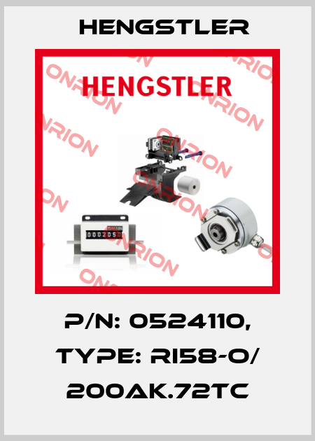 p/n: 0524110, Type: RI58-O/ 200AK.72TC Hengstler