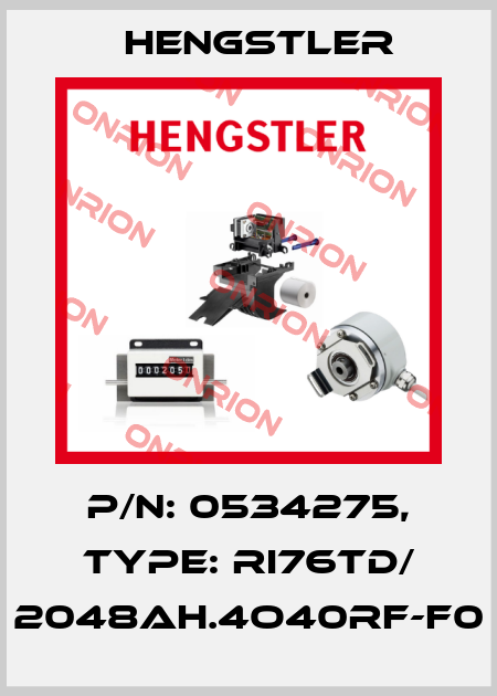 p/n: 0534275, Type: RI76TD/ 2048AH.4O40RF-F0 Hengstler