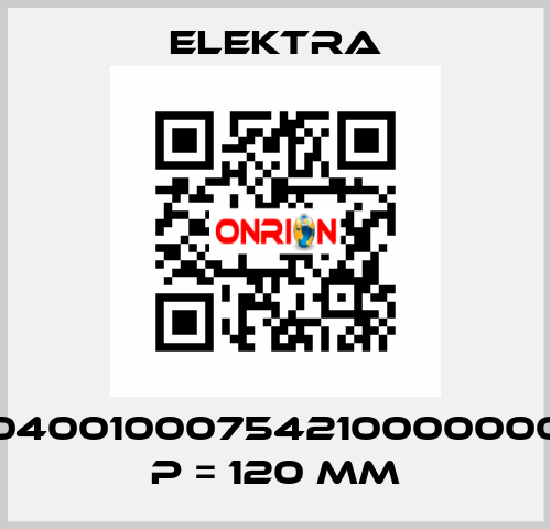 04001000754210000000 P = 120 mm ELEKTRA