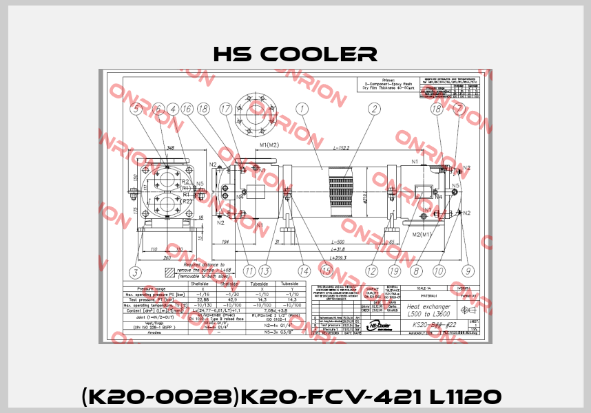 (K20-0028)K20-FCV-421 L1120  HS Cooler
