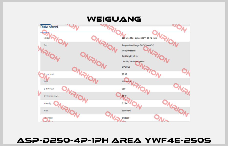 ASP-D250-4P-1PH AREA YWF4E-250S Weiguang
