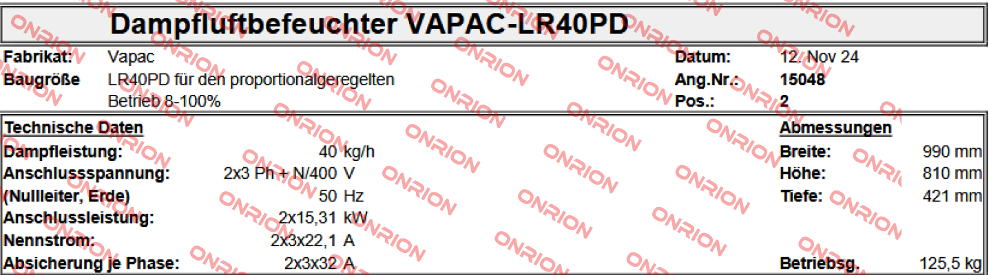 JLR40PD S Vapac