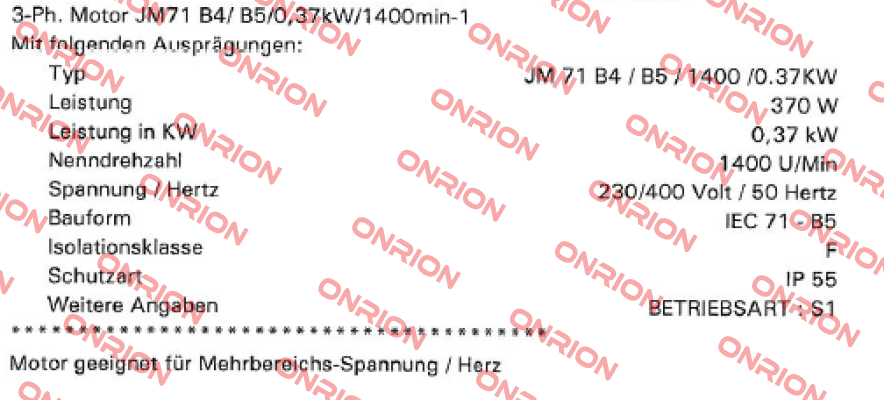 JM71B4 KW0,37 P4 B5 230/400-50 CLF IP55 SEIPEE