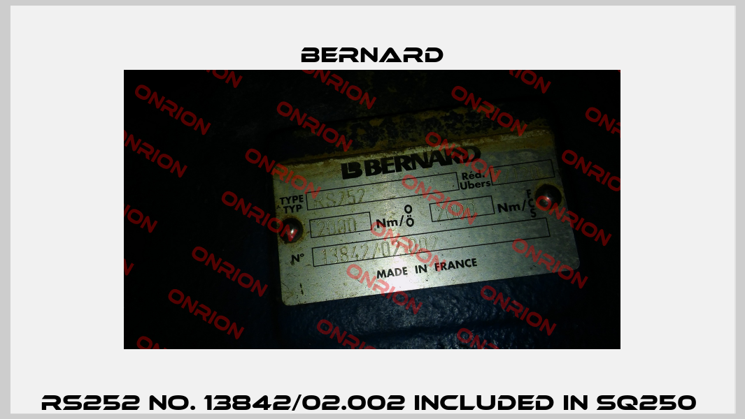RS252 No. 13842/02.002 included in SQ250  Bernard